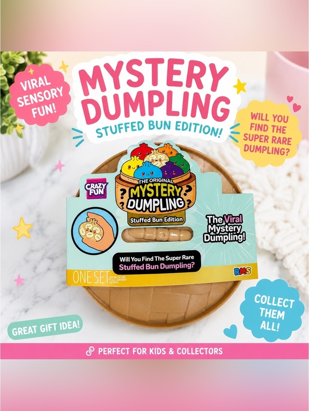 RMS Crazy Fun 🤩 ~ Stuffed Bun Edition Mystery Dumpling Squishy Toy NEW